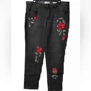 Vintage American Blue Jean Embroidery Floral Details Size 14/32 Bestie Jean